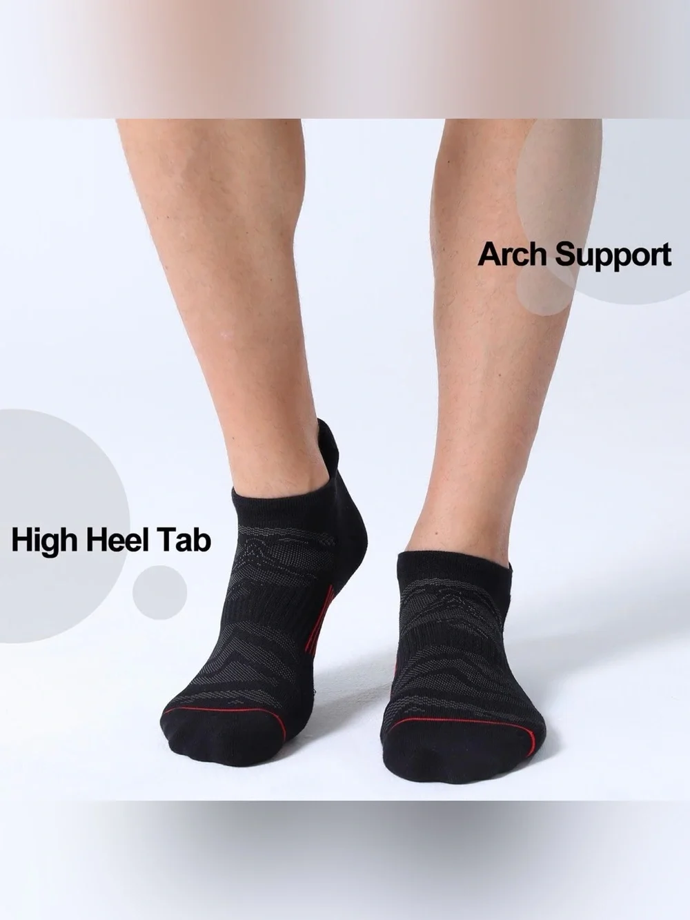 FITRELL 6 Pack Men's Ankle Running Socks Low Cut Cushioned 12-15, Black+grey+Red